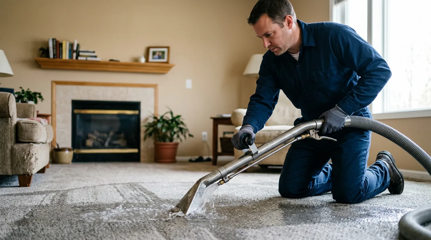 Water damage restoration technician working near Fort Lee, NJ